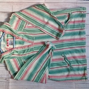 JouJou 90s hoodie. Green Red and Cream color. Large.